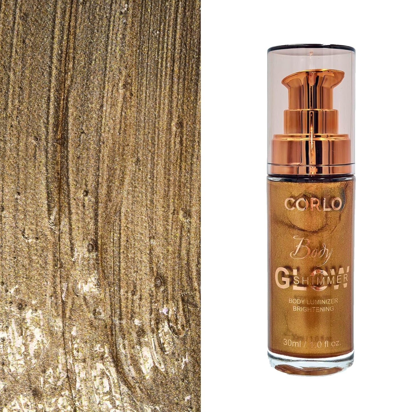 Body Shimmer Oil Liquid Illuminator Highlighter Waterproof Long Lasting Moisturizing Bronze Luminizer Glow For Face (Glistening Bronze, Body Oil)