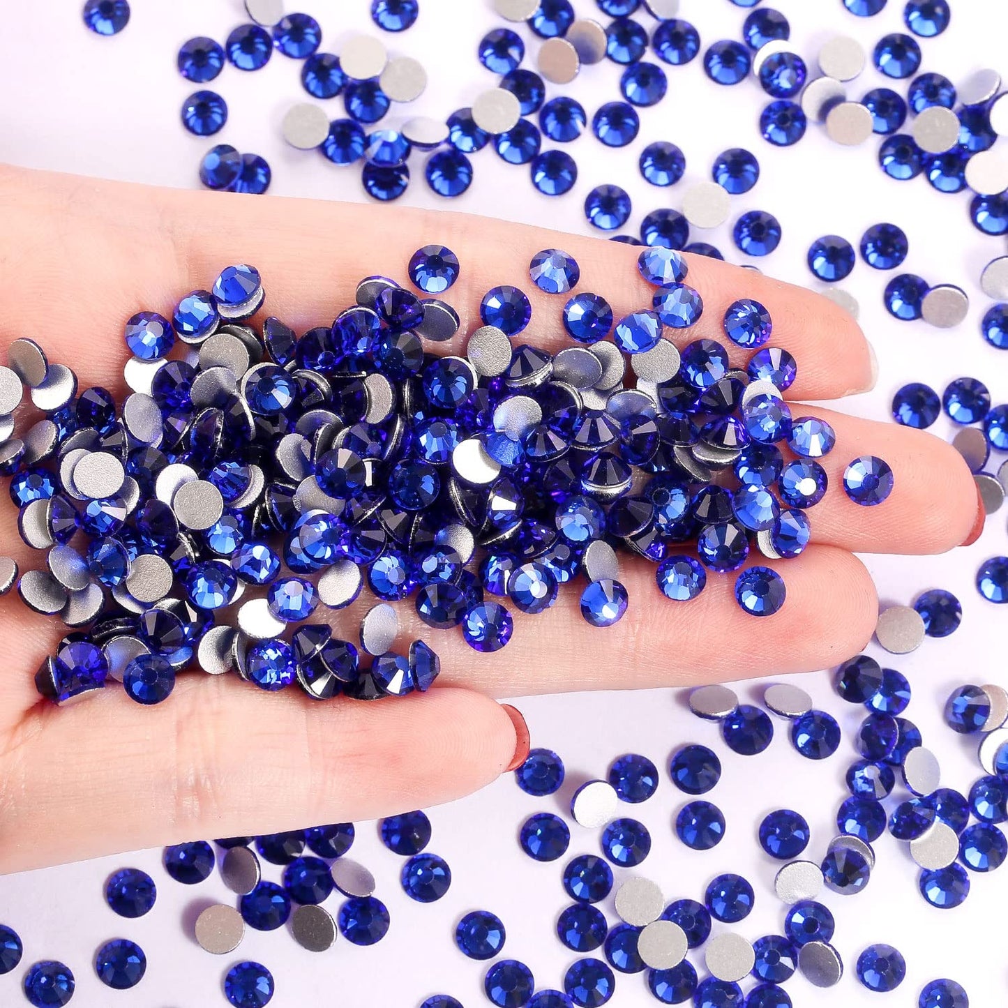 1440Pcs Blue Crystal Rhinestones,Glass Flatback Rhinestones Gemstones Small for Nail Face Makeup Art Crafts Clothes Decoration -(SS10,2.8mm,Blue)