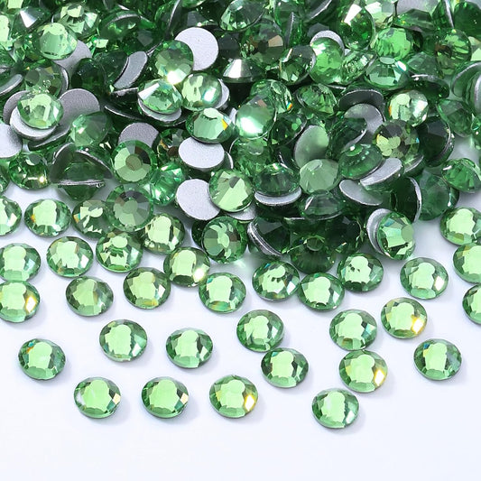 Light Green Flatback Rhinestones, Glass Rhinestones for Nail Art and Craft, Glue Fix, Loose Crystal Gemstones(Lt.Green, SS16, 2880pcs, 3.8-4.0mm)