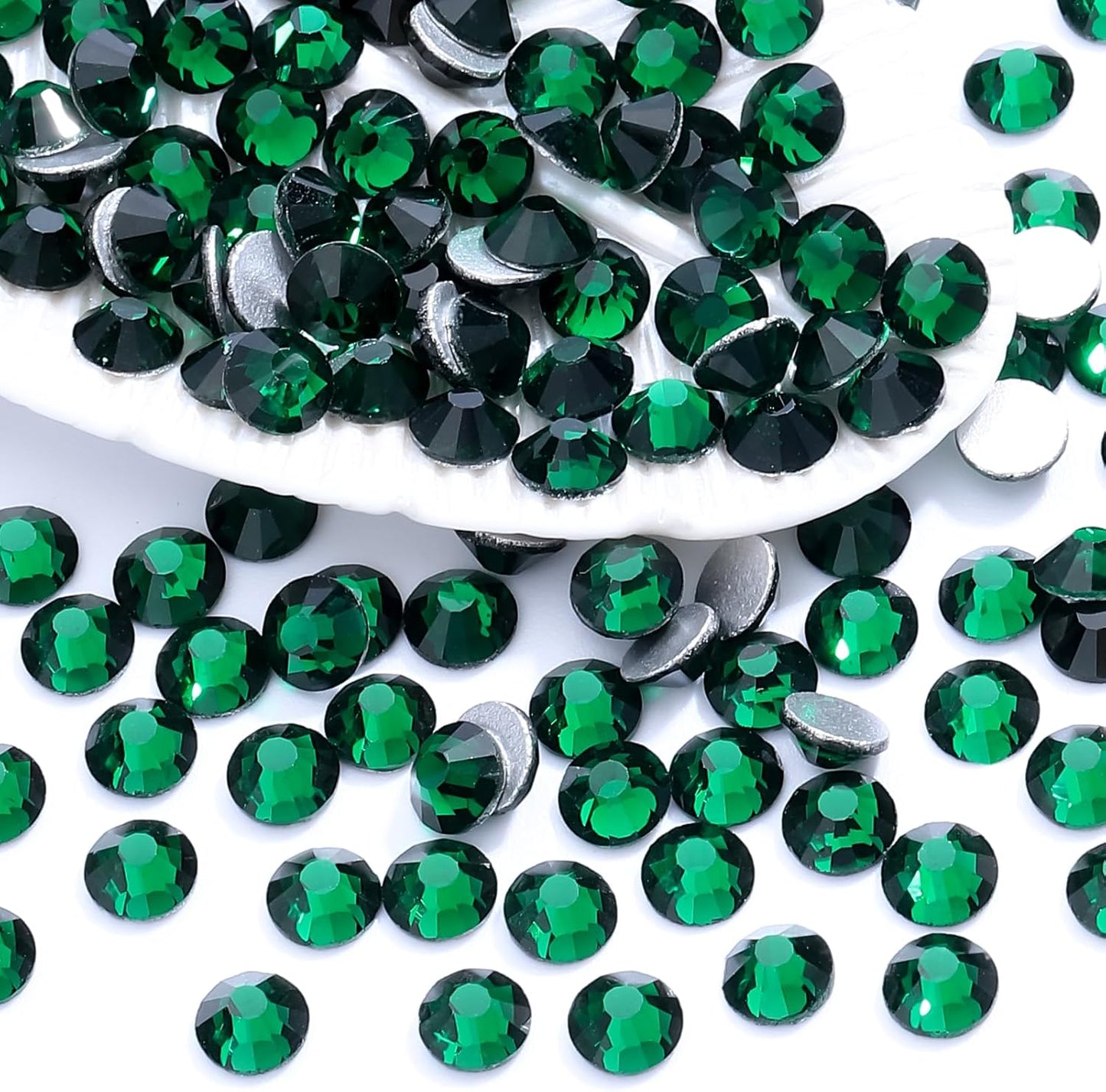 Malachite Green Flatback Rhinestones, Glass Rhinestones for Nail Art and Craft, Glue Fix, Loose Crystal Gemstones(Green, SS12, 1440pcs, 2.9-3.0mm)
