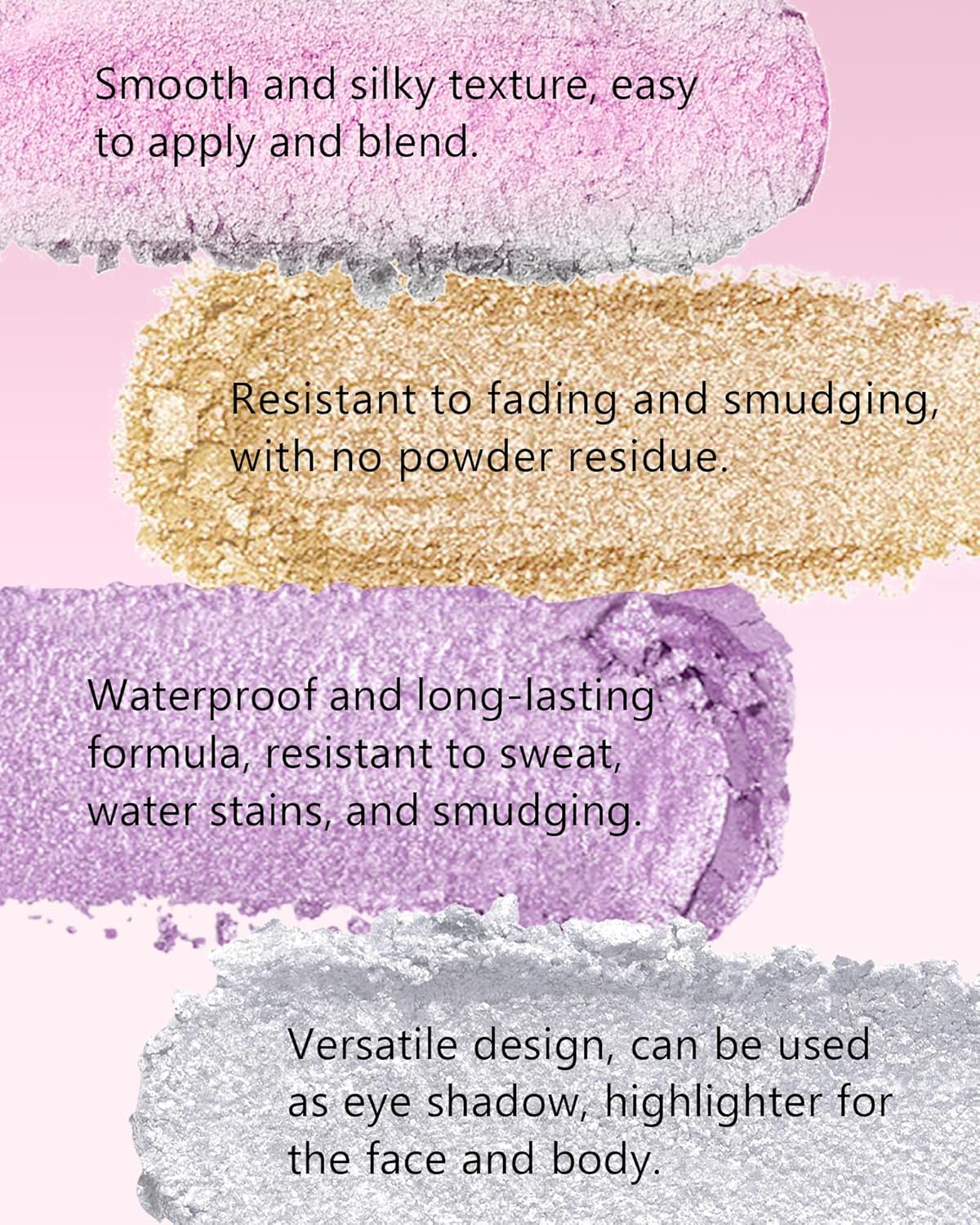 Holographic Multichrome Gold Glitter Eyeshadow&Highlighter Palette, Sparkling Color Shift Metallic Shimmer Face Eye Shadow Palette,Highly Pigmented Creamy Mini Facial Illuminator Fairy Makeup-01