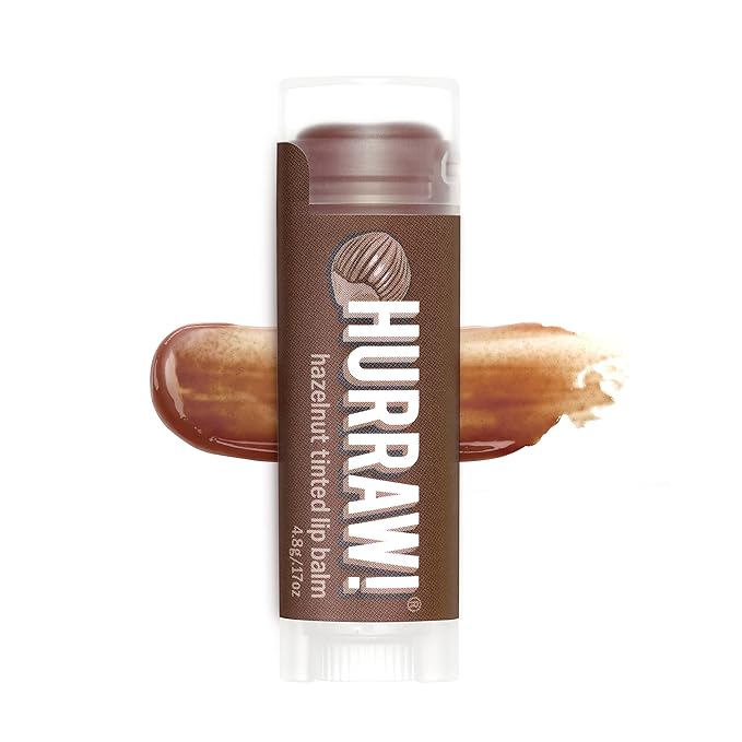 Hurraw! Hazelnut Tinted Lip Balm: (Sheer Brown Tint) Organic, Certified Vegan, Cruelty and Gluten Free. Non-GMO, 100% Natural Ingredients. Bee, Shea, Soy and Palm Free. Made in USA