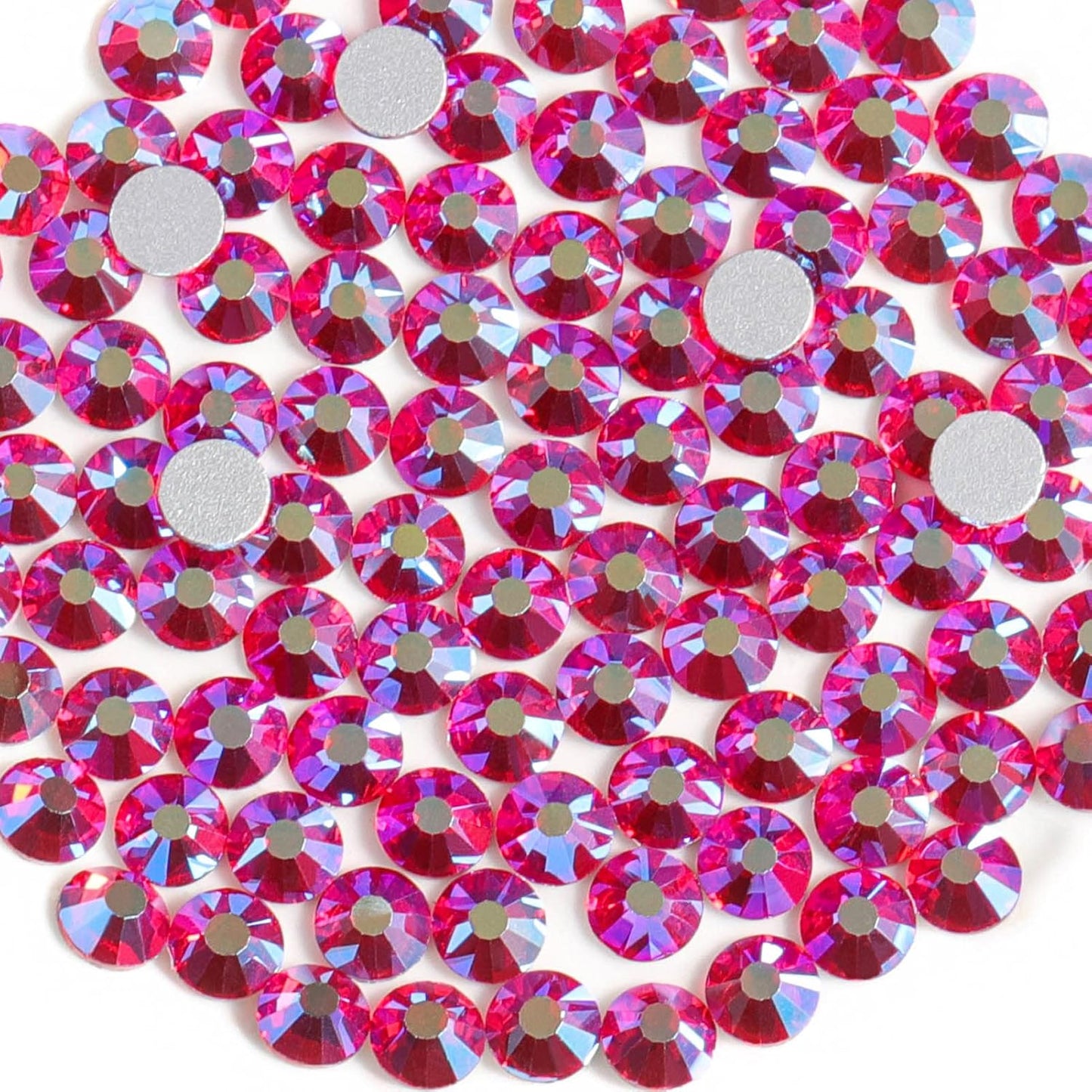 Beadsland 1440 Pieces Flat Back Crystal Rhinestones Round Gems,Light Siam AB,SS12,3.0-3.2mm
