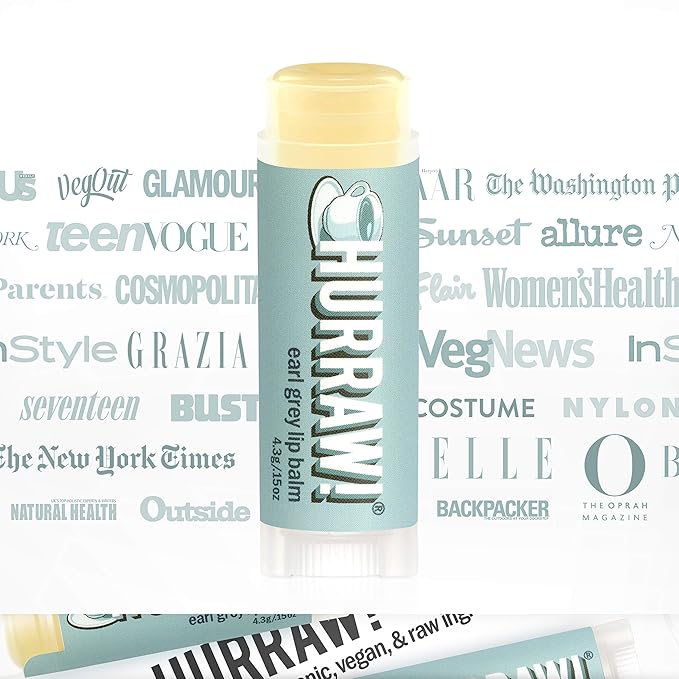 Hurraw! Earl Grey Lip Balm: Organic, Certified Vegan, Cruelty and Gluten Free. Non-GMO, 100% Natural Ingredients. Bee, Shea, Soy and Palm Free. Made in USA