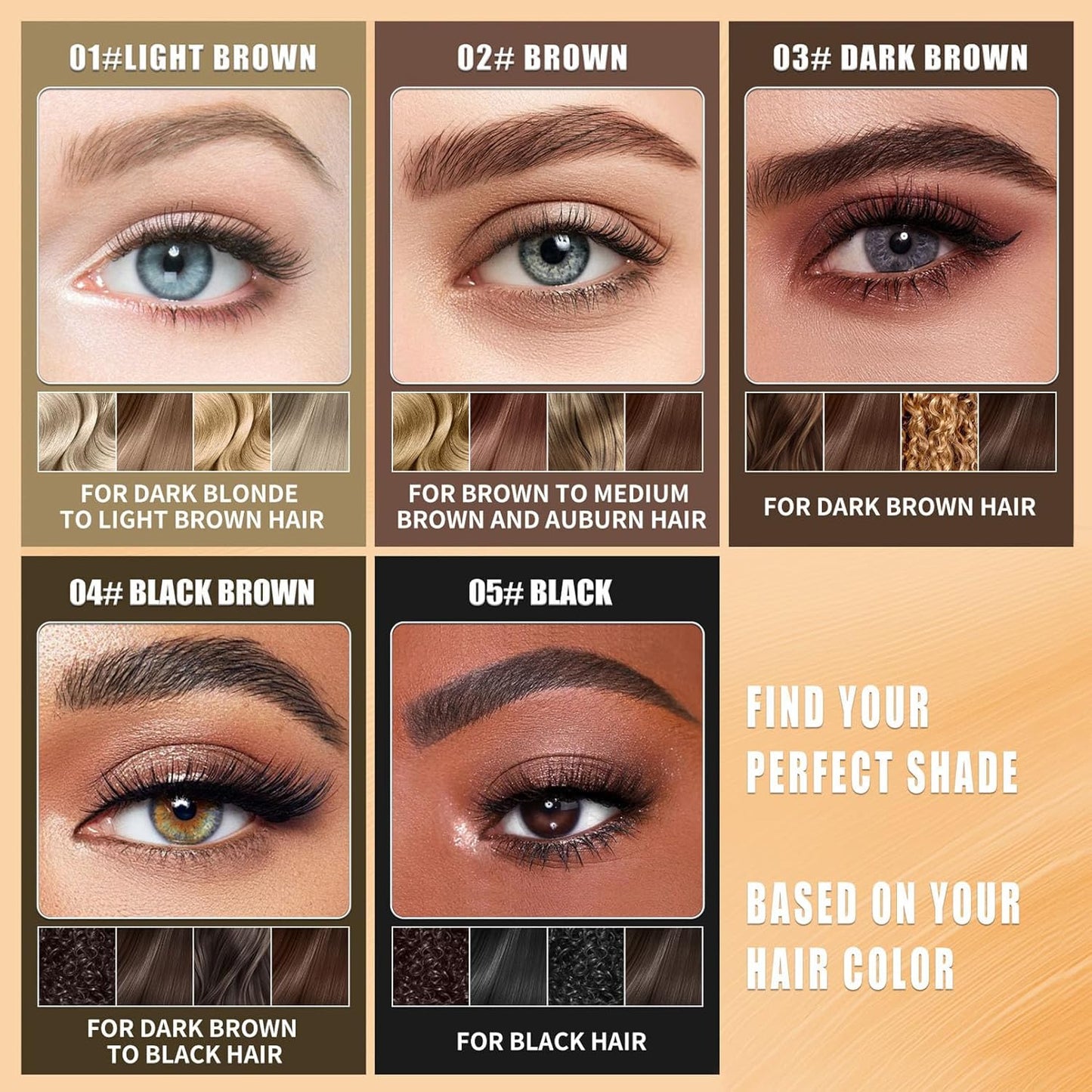 4-Fork Tip Microblading Eyebrow Pen - 2-in-1 Waterproof Eyebrow Pencil, Long-Lasting Natural Hair-Like Brows, Smudge-Proof & Easy to Use (With Tint 01#Light Brown)