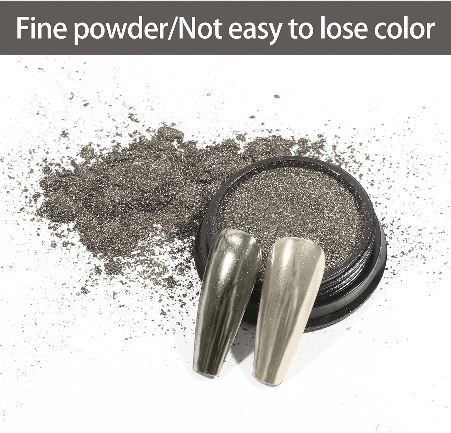 Artdone Chrome Nail Powder, Light Silver Iridescent Aurora Powder Metallic Mirror Effect Pigment Pearlescent Mermaid Pigment Pearl Glitter Dust Kit, Nail Art Decoration, Resin Craft