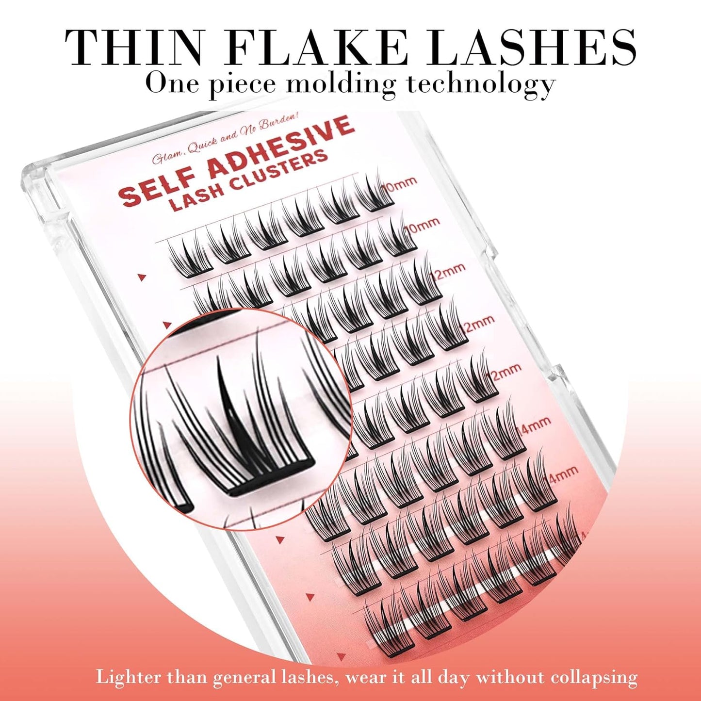GAQQI Self Adhesive Eyelashes Lash Clusters, Press on Lashes 10-14mm Natural Manga Cluster Lashes, Reusable No Glue Lashes C Curl, NEW-TECH Thin Flakes Pre Glued Eyelashes Clusters (PG25)