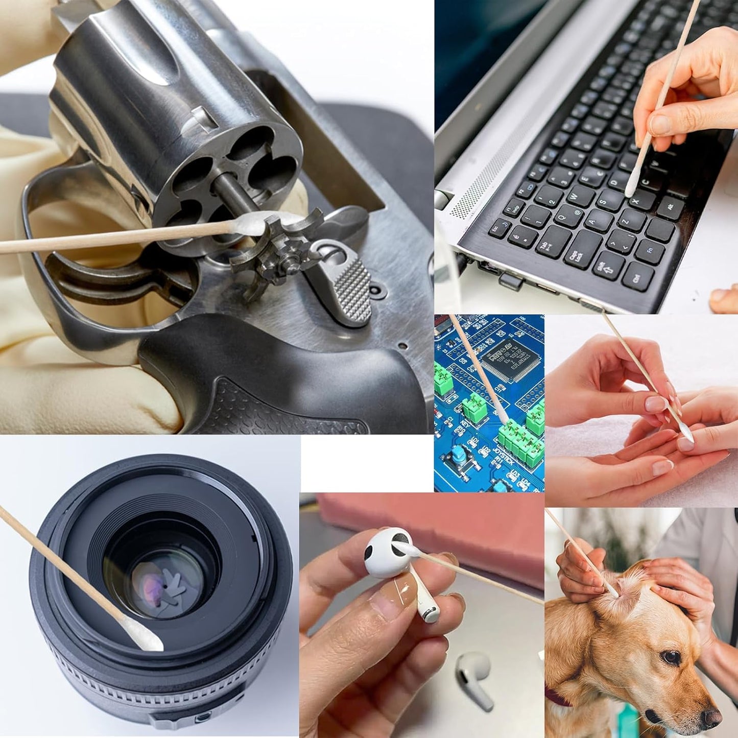 600/500/400 PCS Gun Cleaning Swabs - 6" Lint-Free Long Cotton Swabs Bamboo Handle, Precision Firearm Maintenance Kit Electronics Instruments, Professional Supplies with Reusable Storage Case