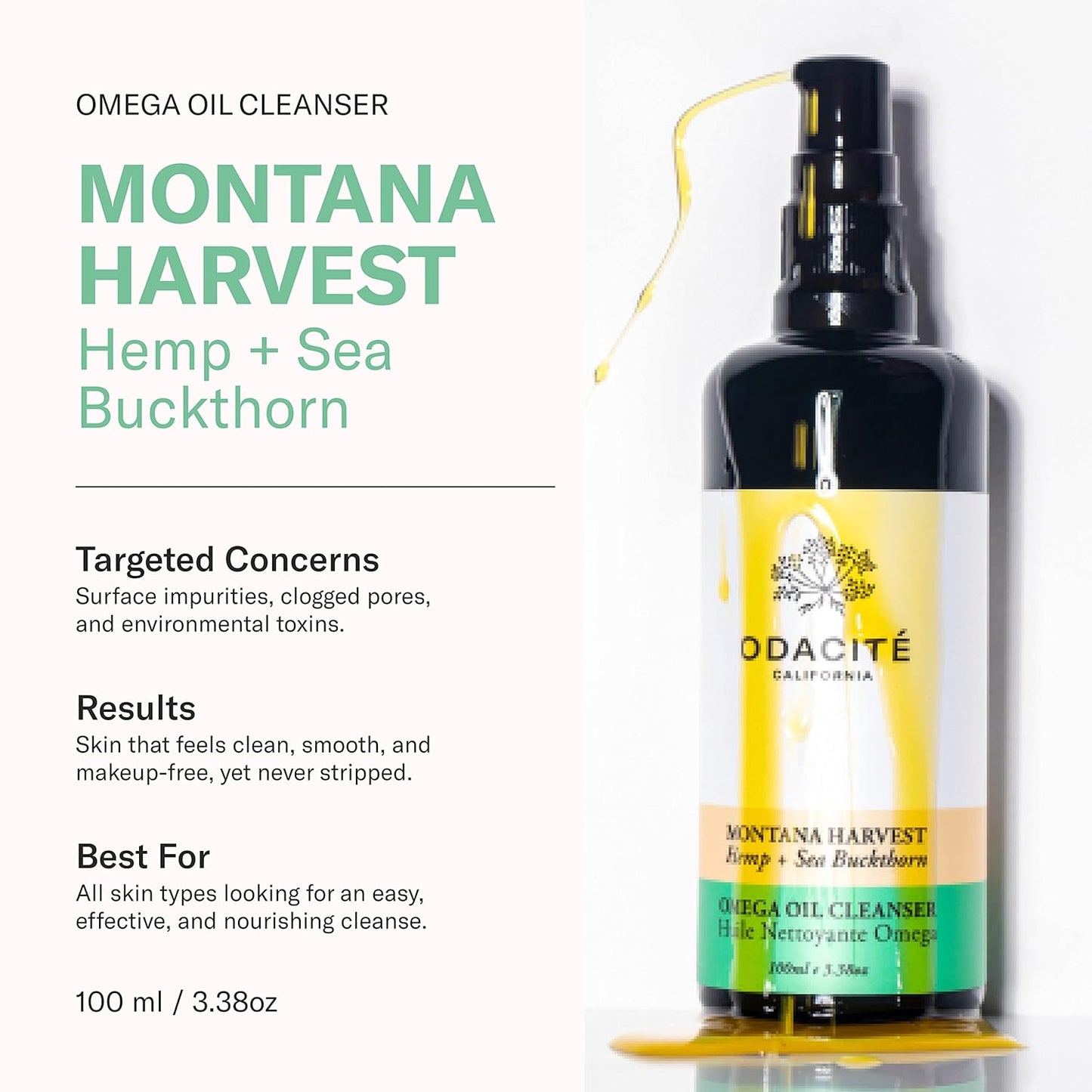 ODACITE MONTANA HARVEST Hemp + Sea Buckthorn OMEGA OIL CLEANSER