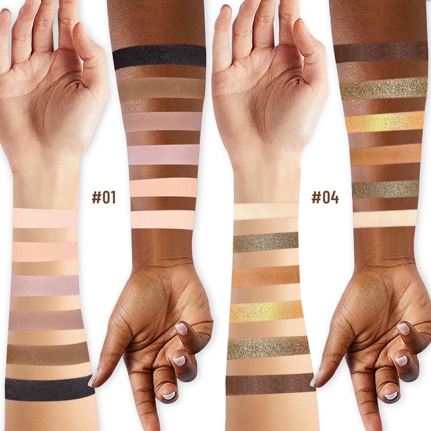 2PCS 6 Colors Mini Eyeshadow Palette Makeup with Brush Set Neutral Nude Eye Shadow Brown & Olive-colored Matte Shimmer Make Up Pallet with Mirror Highly Pigmented Travel Size Gift Kit