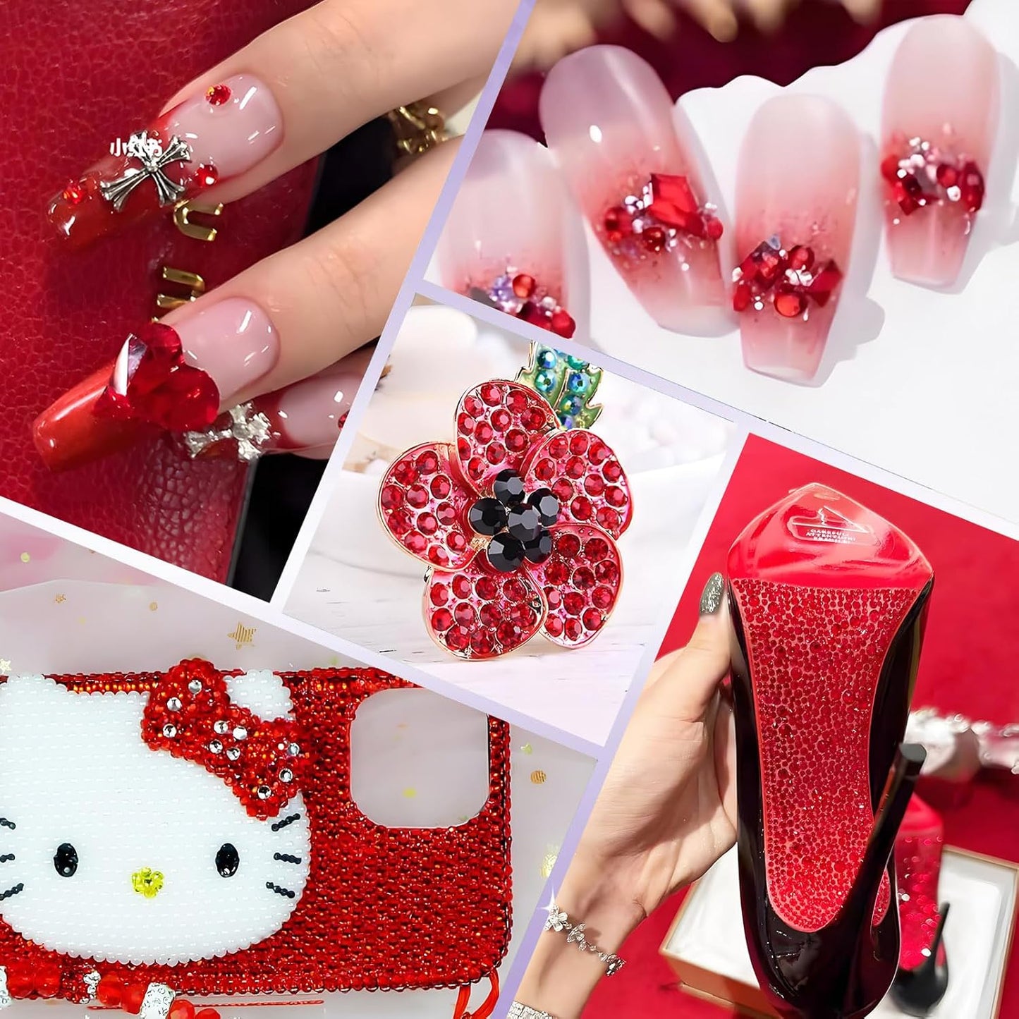 2000PCS SS16 Flatback Rhinestones | 12-Facet Diamond-Cut Glass Gems for Nail Art, Clothing, DIY Crafts |Glue-On Decoration Stones with Silver Backing(Siam)