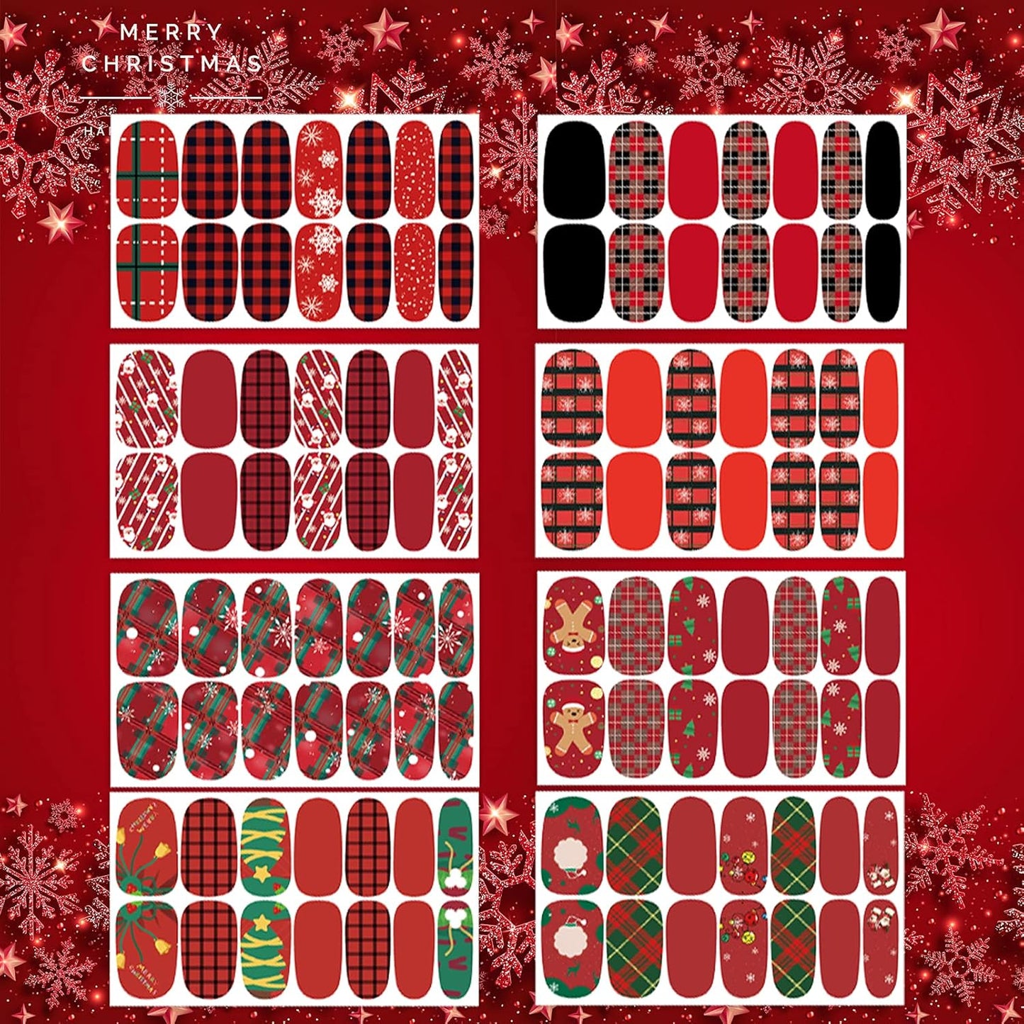 TailaiMei 14 Sheets Christmas Nail Wraps Stickers Nail Polish Strips Self-Adhesive Full Wraps with 2 pcs Nail Files for DIY Nail Art Decals (Celebrate Style)