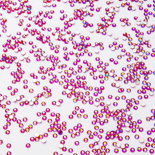 1440Pcs Red Ab Crystal Rhinestones,Glass Flatback Rhinestones Small Gemstones for Nail Face Makeup Art Crafts Clothes Decoration -(SS6,2.0mm,Red Ab)