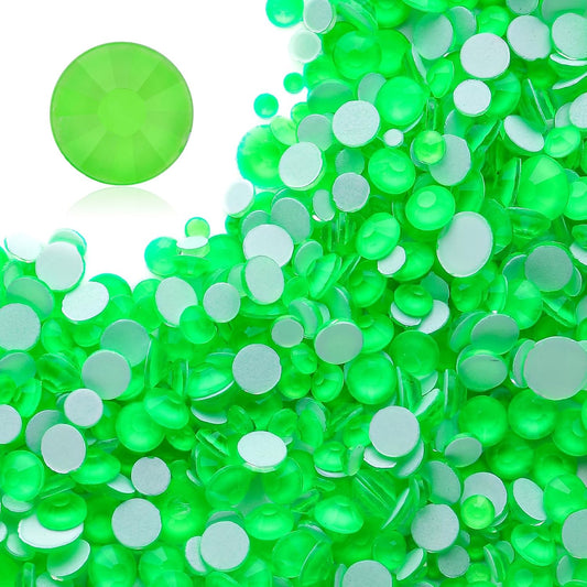 Neon Green Flatback Rhinestones, Glass Rhinestones for Nail Art and Craft, Glue Fix, Loose Crystal Gemstones(Neon Green, SS6, 1440pcs, 1.9-2.0mm)