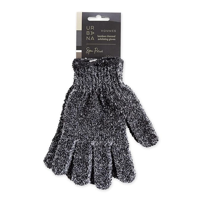 Urbana Spa Prive Men's Bamboo Charcoal Collection, Exfoliating Gloves