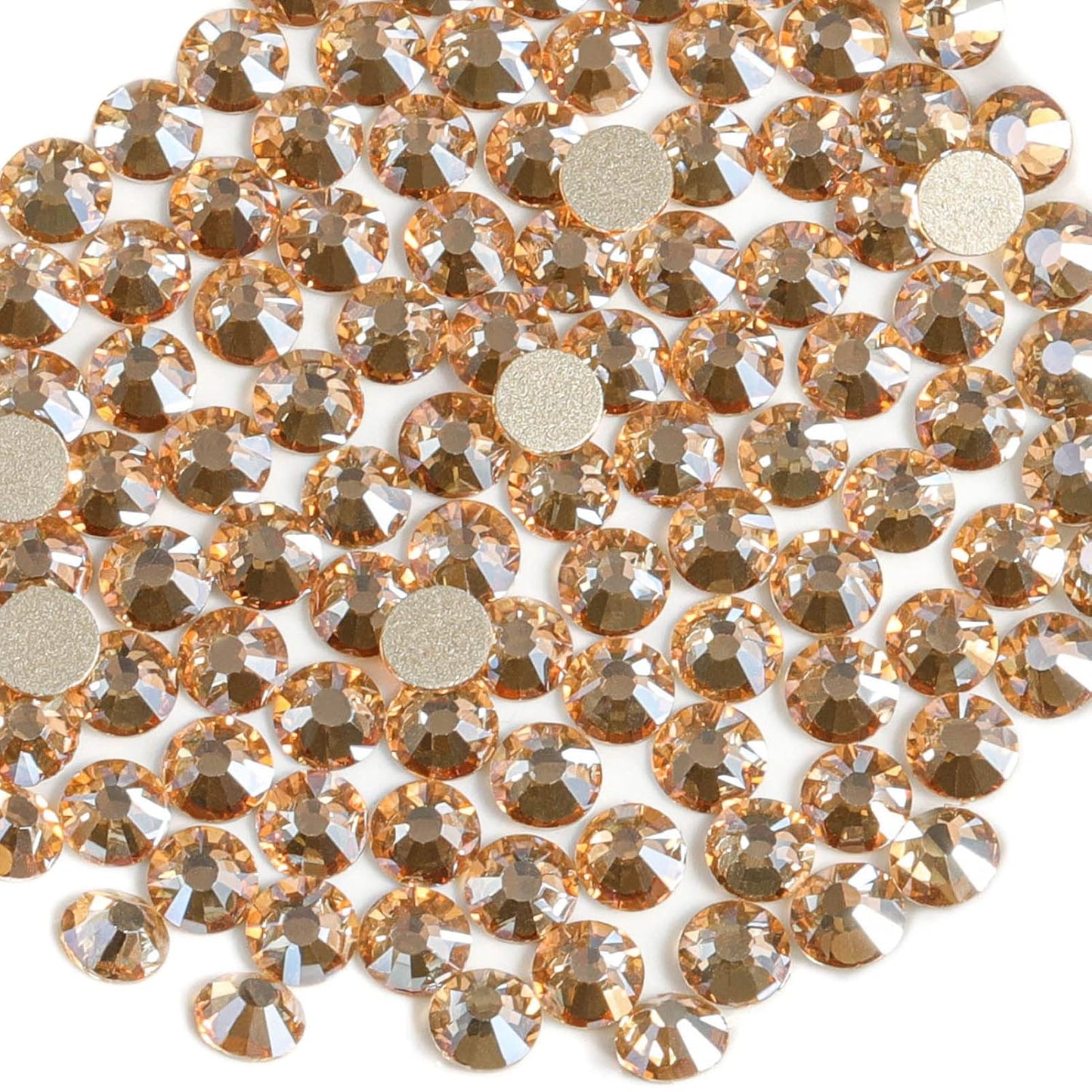 Beadsland 1440 Pieces Flat Back Crystal Rhinestones Round Gems,Golden Shadow,SS6,1.9-2.1mm