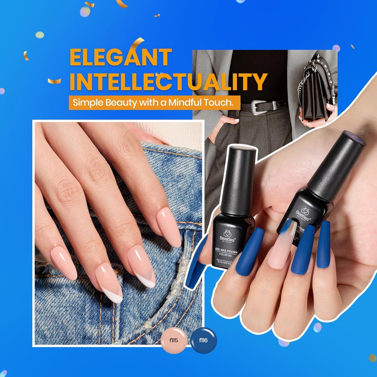 Beetles Gel Nail Polish Set 60 Colors Fall Uv Gel Polish Kit Jelly Brown Glitter Nude Pink White Red Blue Green Color Nail Polish Base &Glossy Matte Top Coat Gift for Her Women