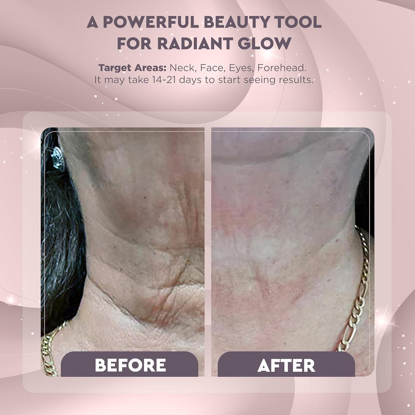 GLO24K Red Light for Face & Neck Beauty Device – Anti-Aging - 3 in 1 Facial Massager Tool and Neck Care Device for Turkey Neck, Anti Wrinkle, Face and Neck Massager for Women