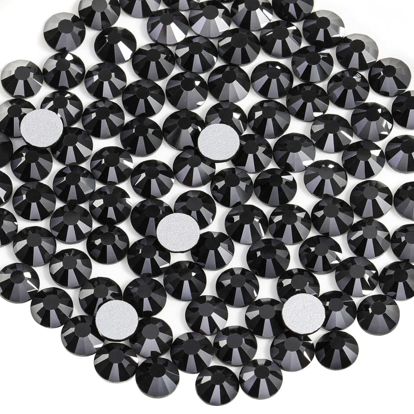 Beadsland 1440pcs Flat Back Crystal Rhinestones Round Gems for Nail Art and Craft Glue Fix, Jet Hematite,SS12,3.0-3.2mm