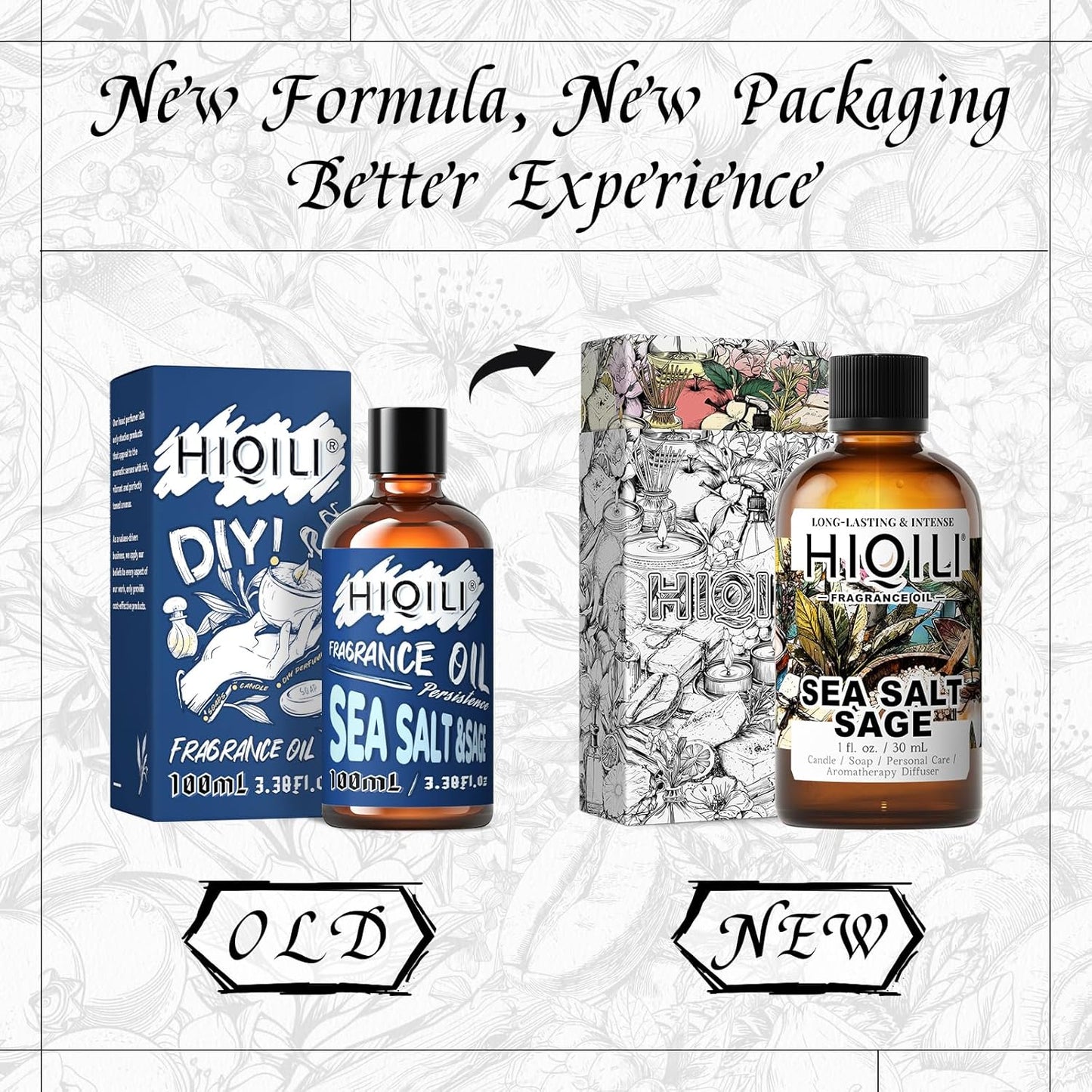 HIQILI Sea Salt Sage Fragrance Oil for Diffuser Use, Candle Making Scents, Soap Making Supplies, Car/Hotel Collection Diffuser Oil - 1 Fl Oz