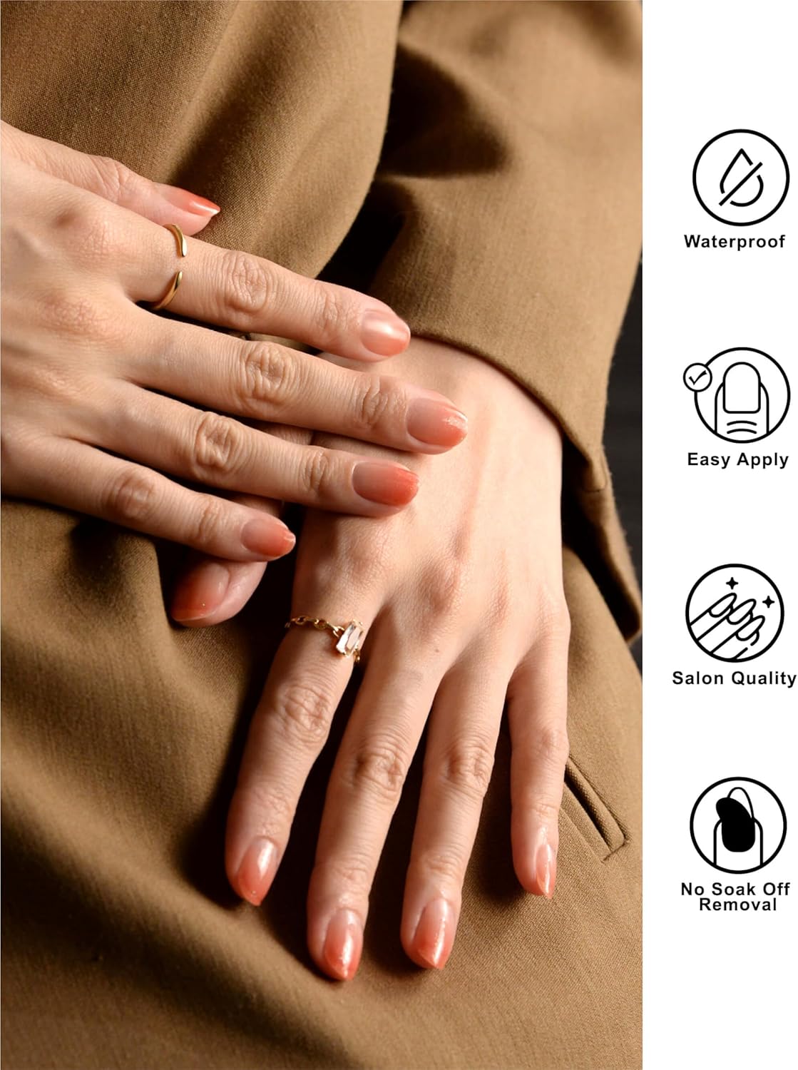 Nail Polish Strips, 44PCS Salon Quality Wraps with Top Coat, Long Lasting Gel Nail Stickers for Women Easy Apply& Remove (Red Chipotle Pink)