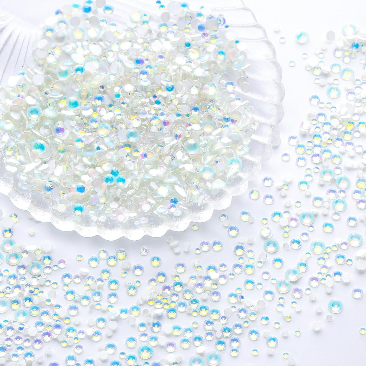 F White Flatback Rhinestones, Glass Rhinestones for Nail Art and Craft, Glue Fix, Loose Crystal Gemstones(F White, SS12, 1440pcs, 2.9-3.0mm)