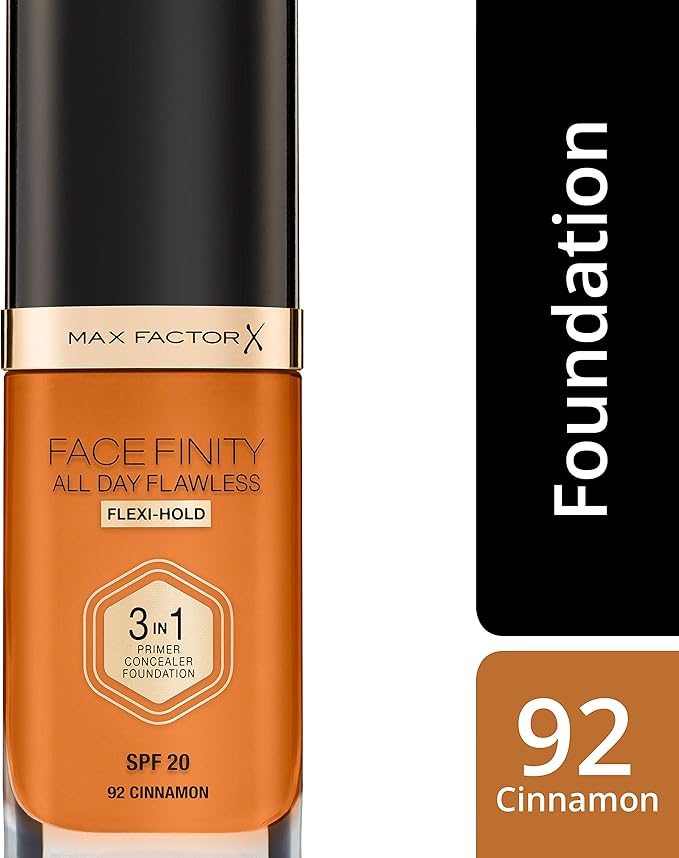 Max Factor Facefinity 3-in-1 All Day Flawless Foundation SPF 20#092 Cinnamon 7.05 Ounce