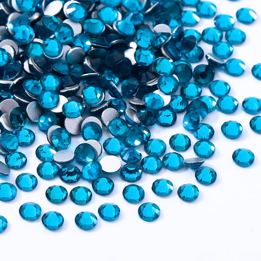 Malachite Blue Flatback Rhinestones, Glass Rhinestones for Nail Art and Craft, Glue Fix, Loose Crystal Gemstones(Malachite Blue, SS4, 1440pcs, 1.5-1.7mm)