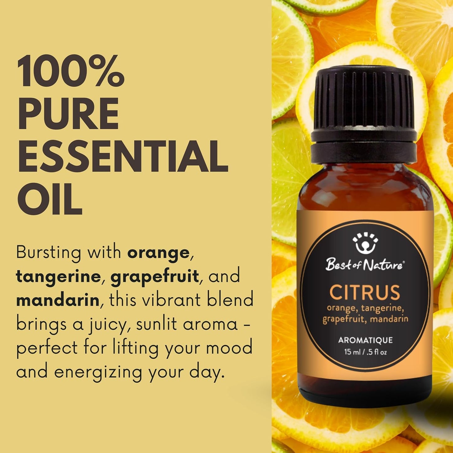 Best of Nature Citrus Essential Oil Blend – Orange, Tangerine, Grapefruit & Mandarin – 100% Pure for Diffuser, Mood Boost & DIY – Bright Aromatherapy