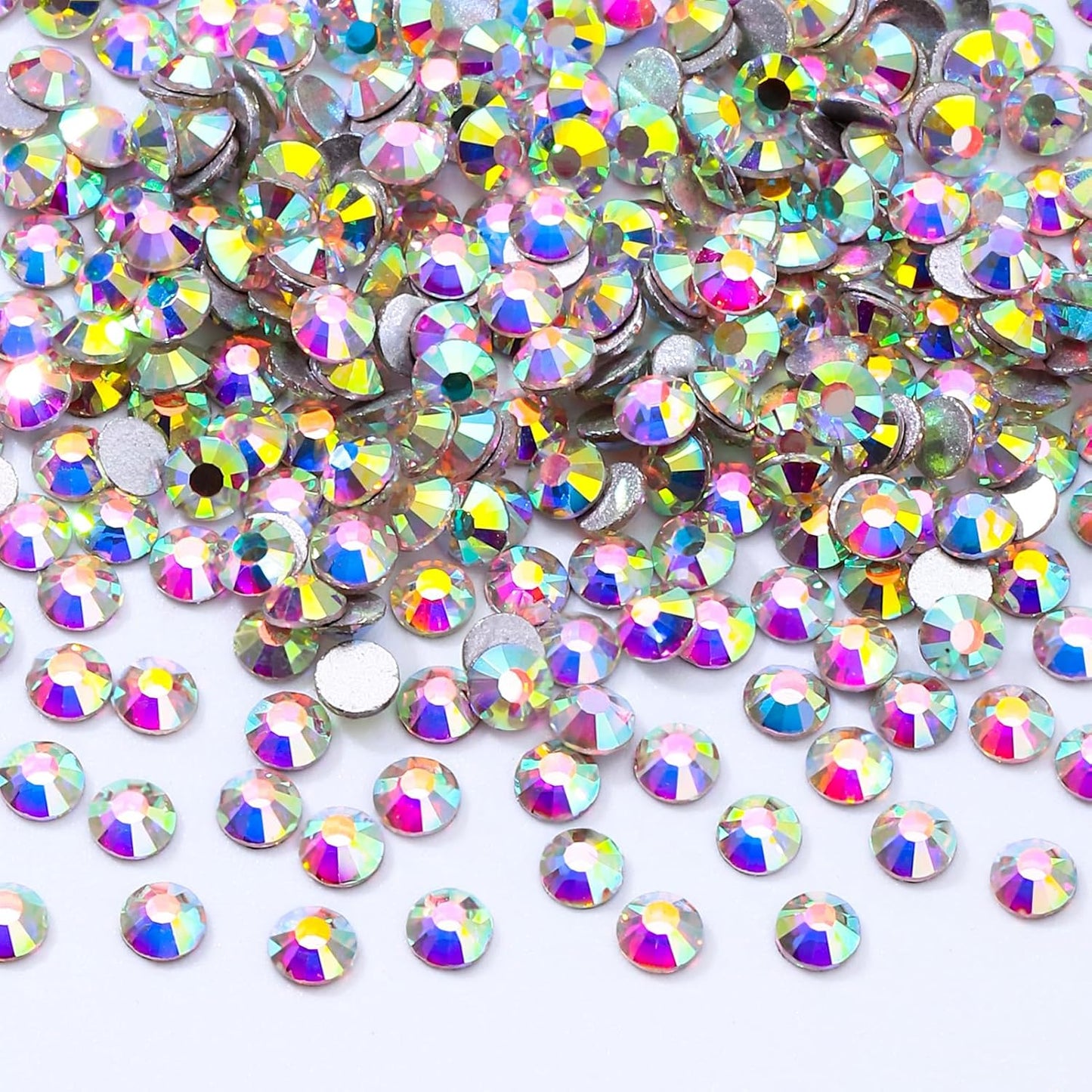 Crystal AB Flatback Rhinestones, Glass Rhinestones for Nail Art and Craft, Glue Fix, Loose Crystal Gemstones(Crystal AB, SS3, 2880pcs, 1.3-1.4mm)
