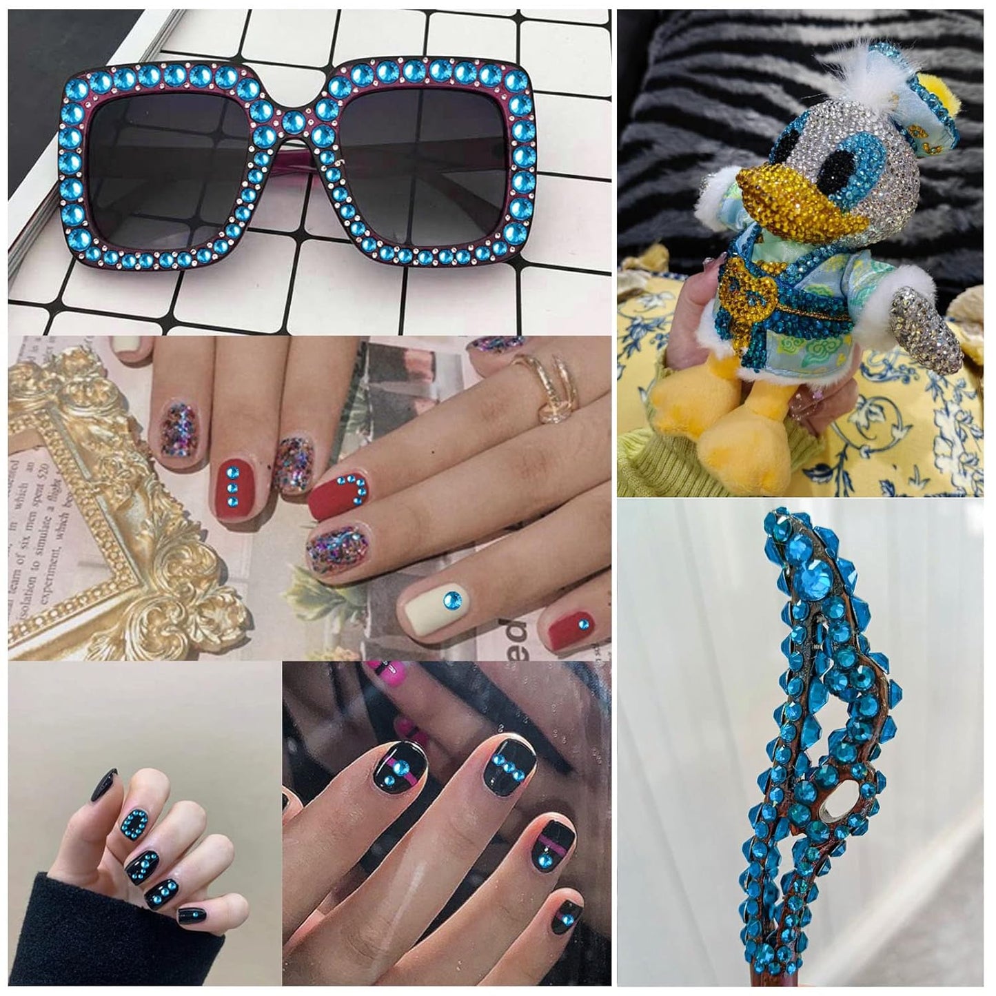 Beadsland 2880pcs Flat Back Crystal Rhinestones Round Gems for Nail Art and Craft Glue Fix,Indicolite,SS4,1.5-1.7mm