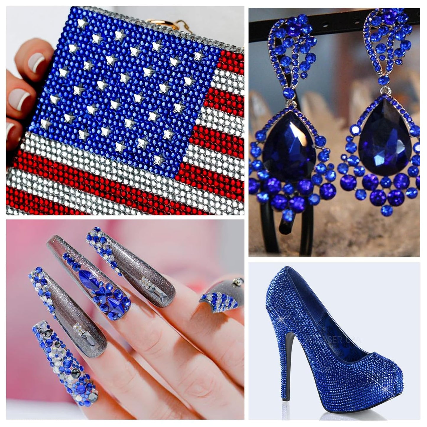 1440Pcs Light Blue Crystal Rhinestones,Glass Flatback Rhinestones Gemstones for Nail Face Makeup Art Crafts Clothes Decoration - (SS16,4.0mm,Light Blue)