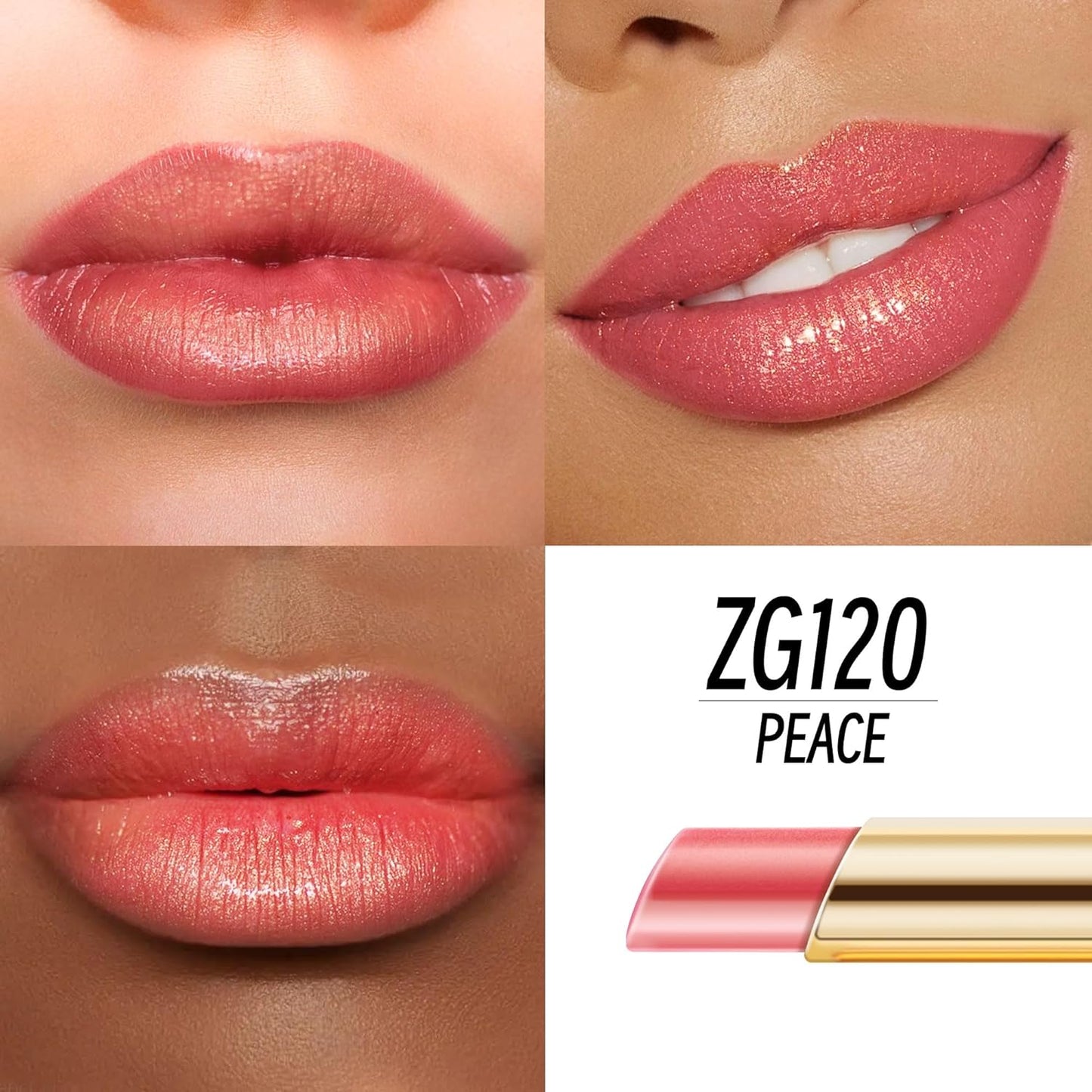 Rose Pink Lipstick Moisturizing for Women Shimmer Tinted Lip Balm Hydrating Nourishing Lip Gloss Vegan& Cruelty Free Lip Makeup, ZG120 Peace