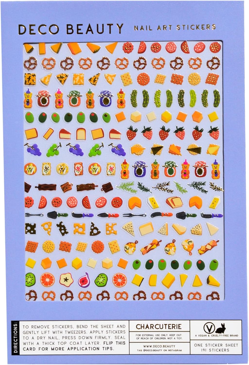 Charcuterie Nail Stickers - Lightweight & Easy-to-Apply Nail Art with Trendy Designs - Durable & Long-Lasting Nail Stickers for Women, Ideal for DIY Manicures & Salon-Quality Nails