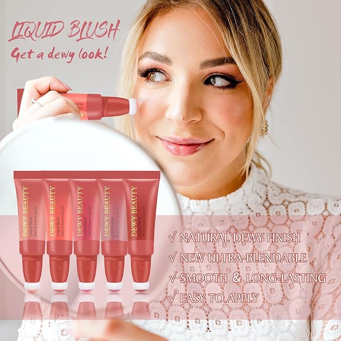 Liquid Blush Makeup Wand, Cream Liquid Blush with Cushion Applicator For Cheeks Tint, Natural-looking, Glow Dewy Finish, Weightless Blendable Liquid Blush Stick | #102 ENERGETIC-Coral Orange