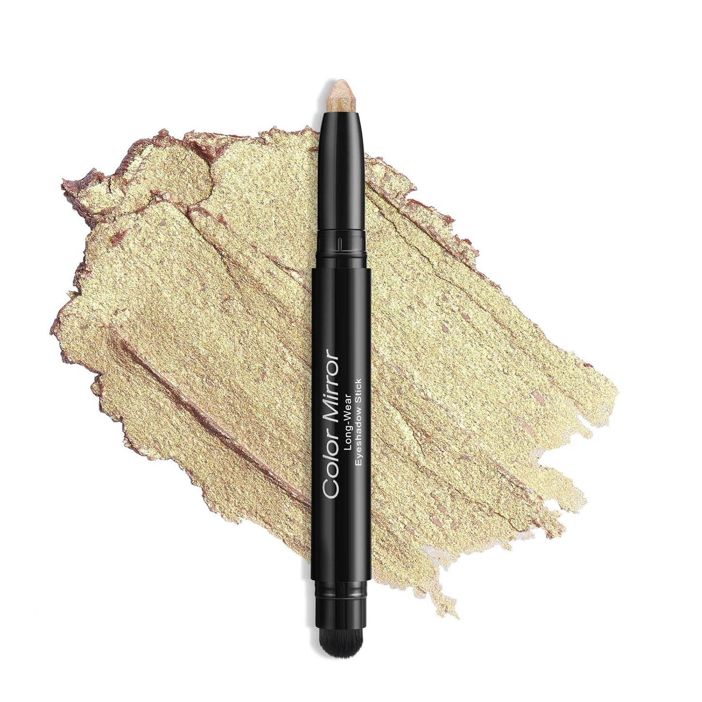 Cream Waterproof Hypoallergenic Eyeshadow Stick, long wear Metallic Glitter Matte Eye Shadow Pencil With Makeup Brush, Eye Brightener, 53 Gold Metallic