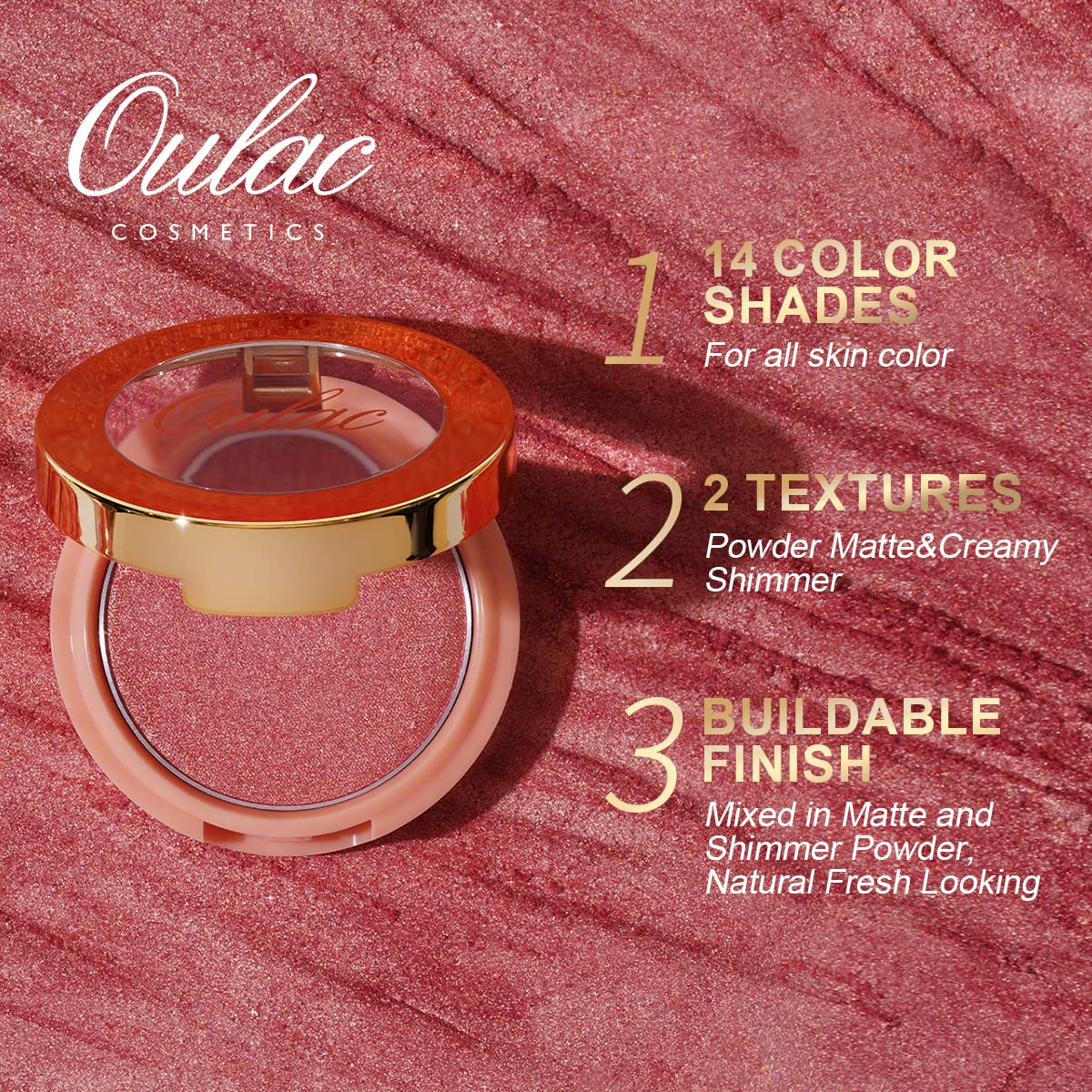 Oulac Blush Bronze Shimmer Powder 2 in 1|Creamy Texture Powdery Blush|Tanning Color Finish| High Pigmented&Buildable/Blendable | Vegan & Cruelty-Free| 4.8g F04 Goddess