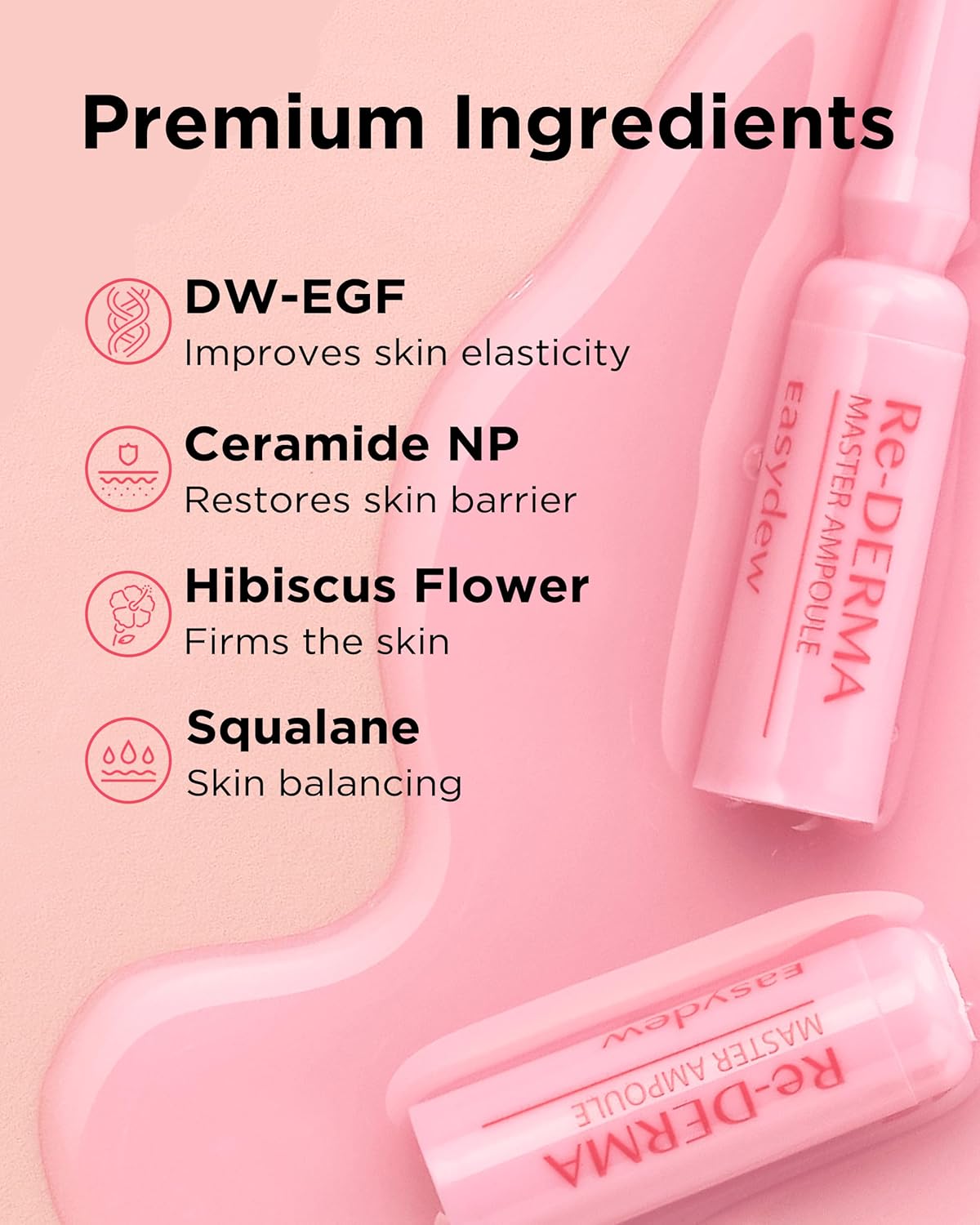 EASYDEW DW-EGF Peptide Re-DERMA Master Ampoule - Korean Anti-Aging Skincare Facial Serum - Firming, Restore skin vitality, Smooth fine lines and wrinkles with Oligo peptide, Niacinamide - 0.42fl. oz.