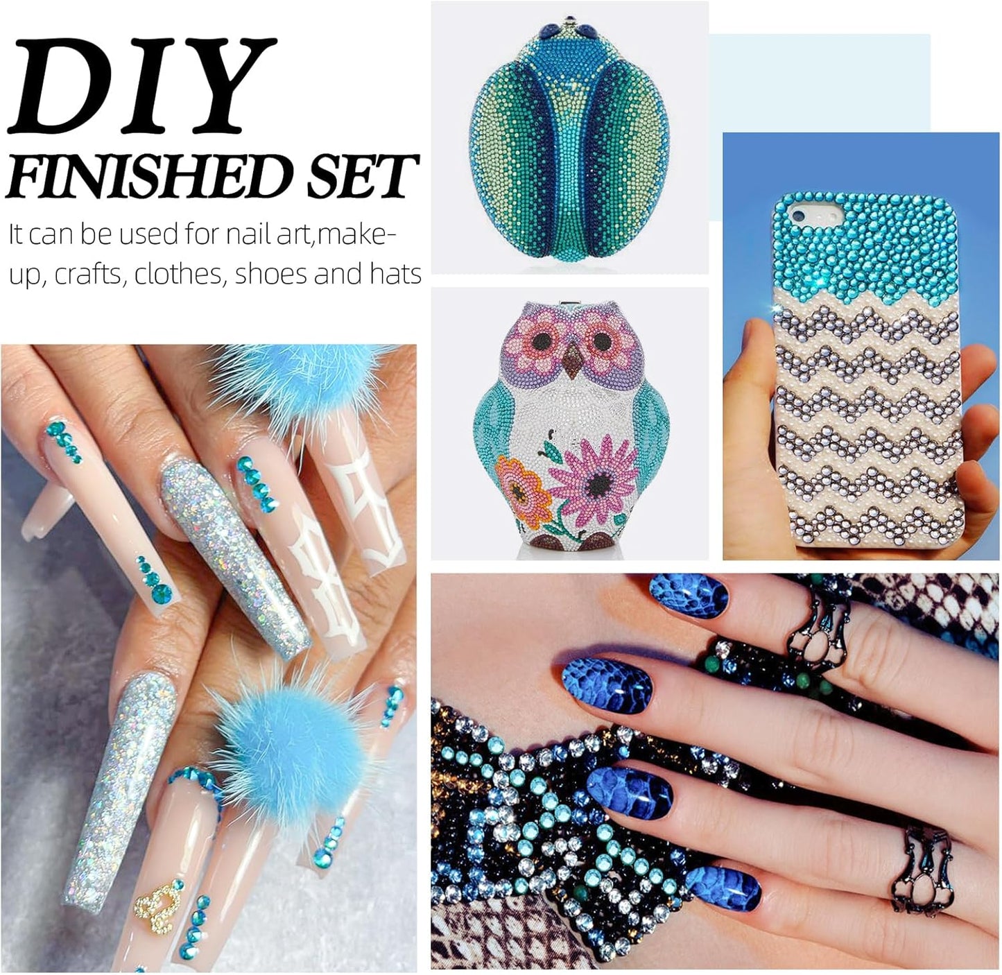 Malachite Blue Flatback Rhinestones, Glass Rhinestones for Nail Art and Craft, Glue Fix, Loose Crystal Gemstones(Malachite Blue, SS30, 288pcs, 6.4-6.6mm)