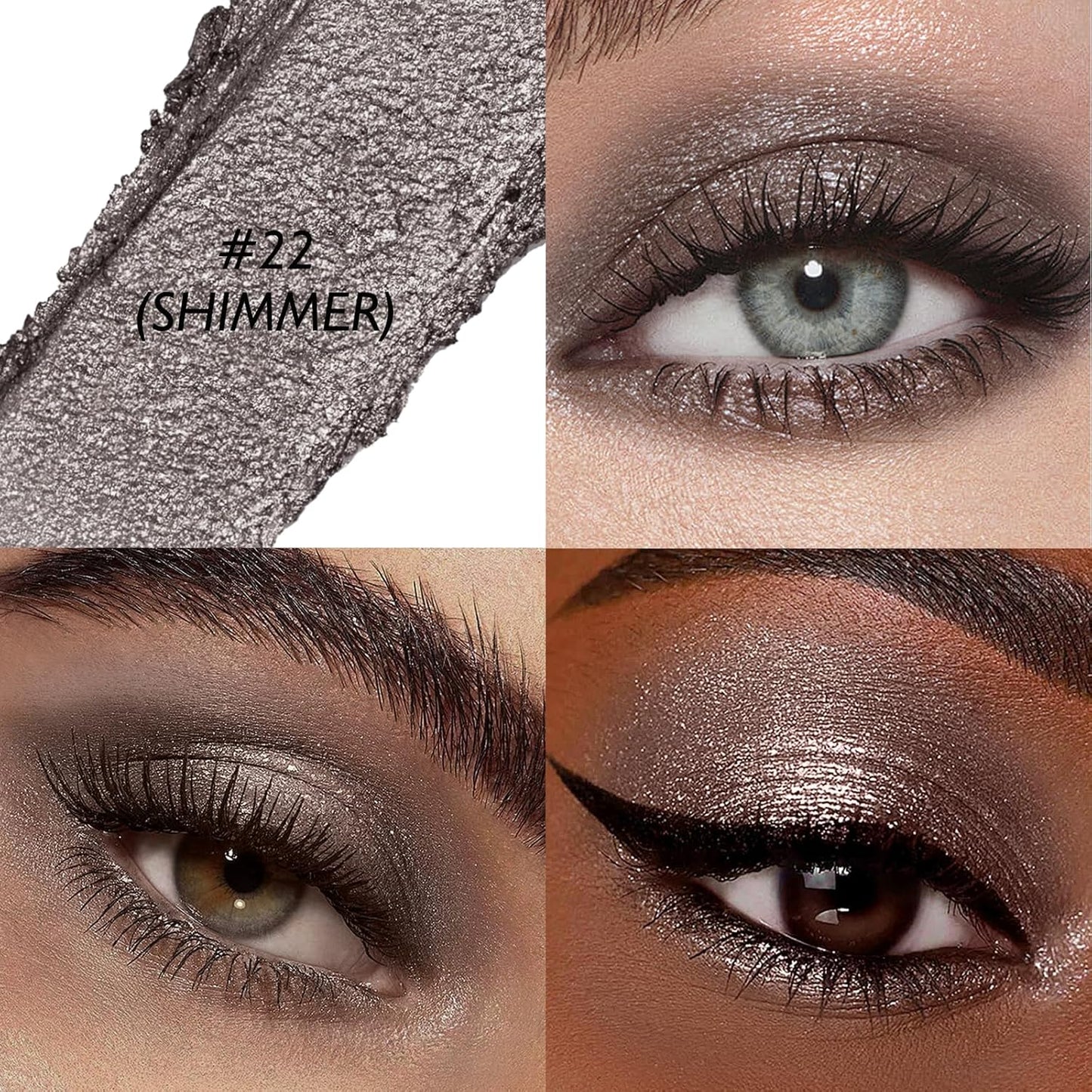 Dark Taupe Shimmer Eyeshadow Stick, Waterproof Cream Eye Shadow Pencil Long-Lasting Crease-Proof Glitter Eyeshadow Crayon Smooth High Pigmented Highlighter Neutral Eye Shadow Liner Makeup