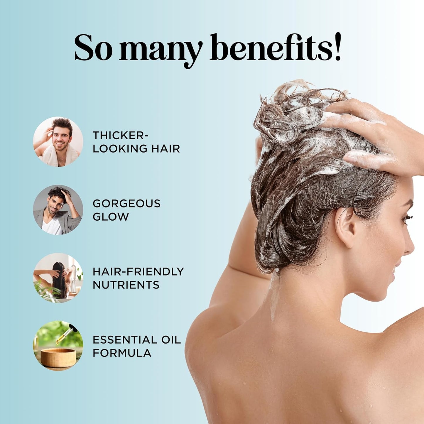 Volumizing Biotin Shampoo for Thinning Hair - Thin Hair Shampoo with Peppermint Argan and Essential Oils for Hair Care - Vegan Sulfate Free Shampoo for Damaged Dry Hair Paraben and Cruelty Free (Mint)