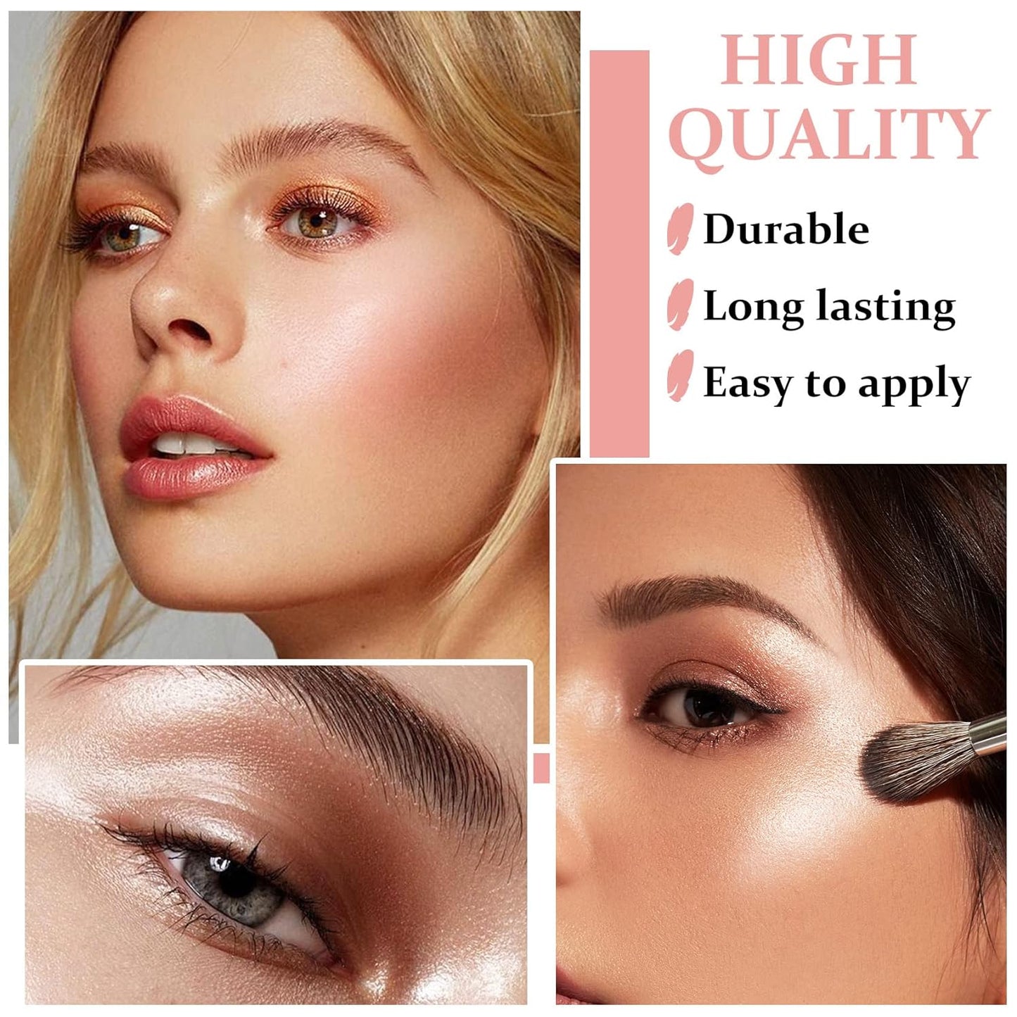 Face White Highlighter Makeup Palette Shimmer Contour Powder Waterproof Long-Lasting, Brightens Face Complexion Contour Illuminator Highlighters Blush Powder Makeup Palette - 01 Pearl White