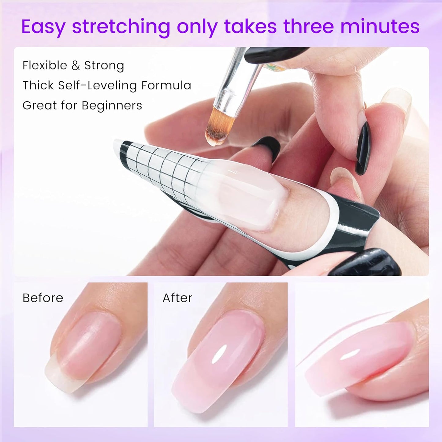 SULLMARNail Forms for Gel Builder Self Adhesive NailExtension Stickers for Poly nail Gel and Acrylic with Tip Sculpting NailForms Nail Art for Home & Salon (Black 200)