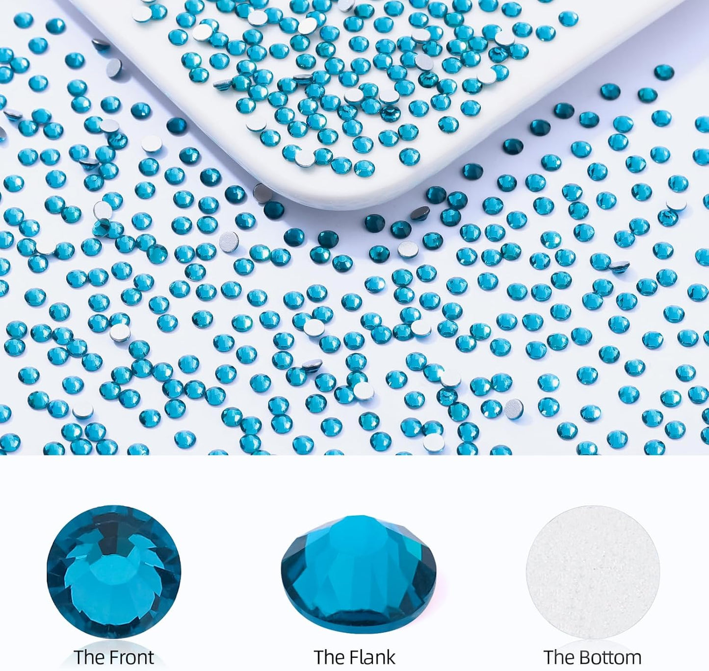 Malachite Blue Flatback Rhinestones, Glass Rhinestones for Nail Art and Craft, Glue Fix, Loose Crystal Gemstones(Malachite Blue, SS4, 2880pcs, 1.5-1.7mm)