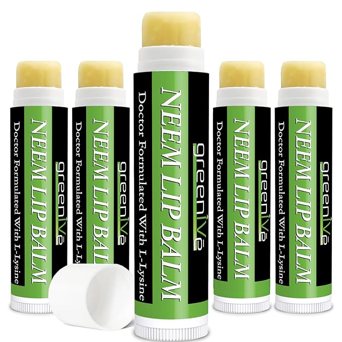 GreenIVe Neem Lip Balm, Vegan Lip Moisturizer with L-Lysine, Soothe and Soften (5)