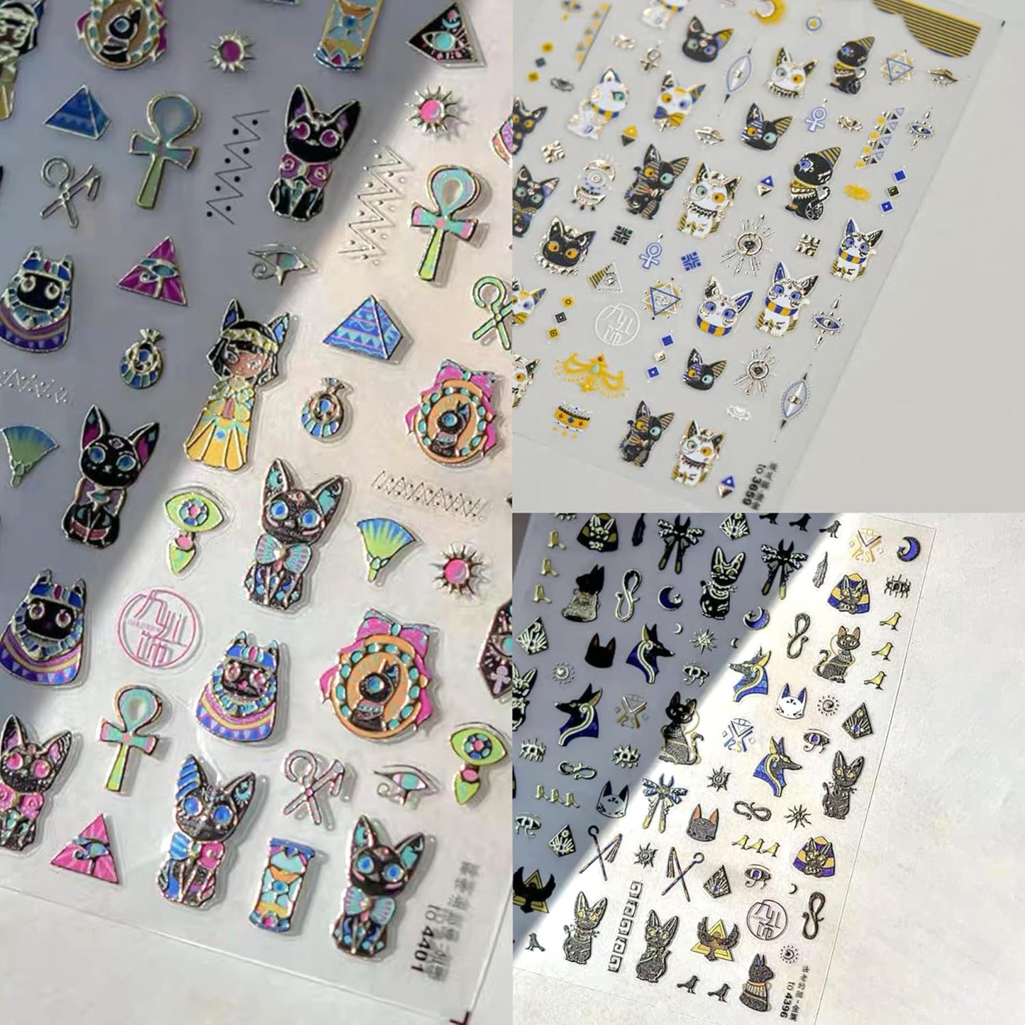 Dedyel Cute Nail Stickers 5D Embossed Cartoon Cat Kawaii Animal Self-Adhesive Nail Decals for Women Girls Kids Nail Art Decoration