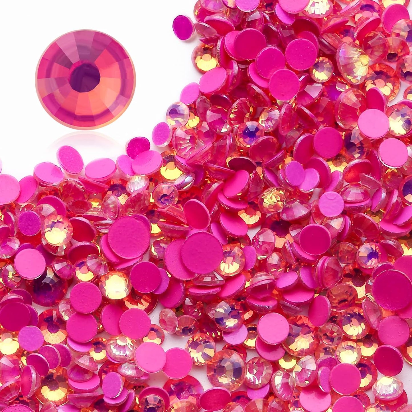 F Rose Flatback Rhinestones, Glass Rhinestones for Nail Art and Craft, Glue Fix, Loose Crystal Gemstones(F Rose, SS6, 1440pcs, 1.9-2.0mm)