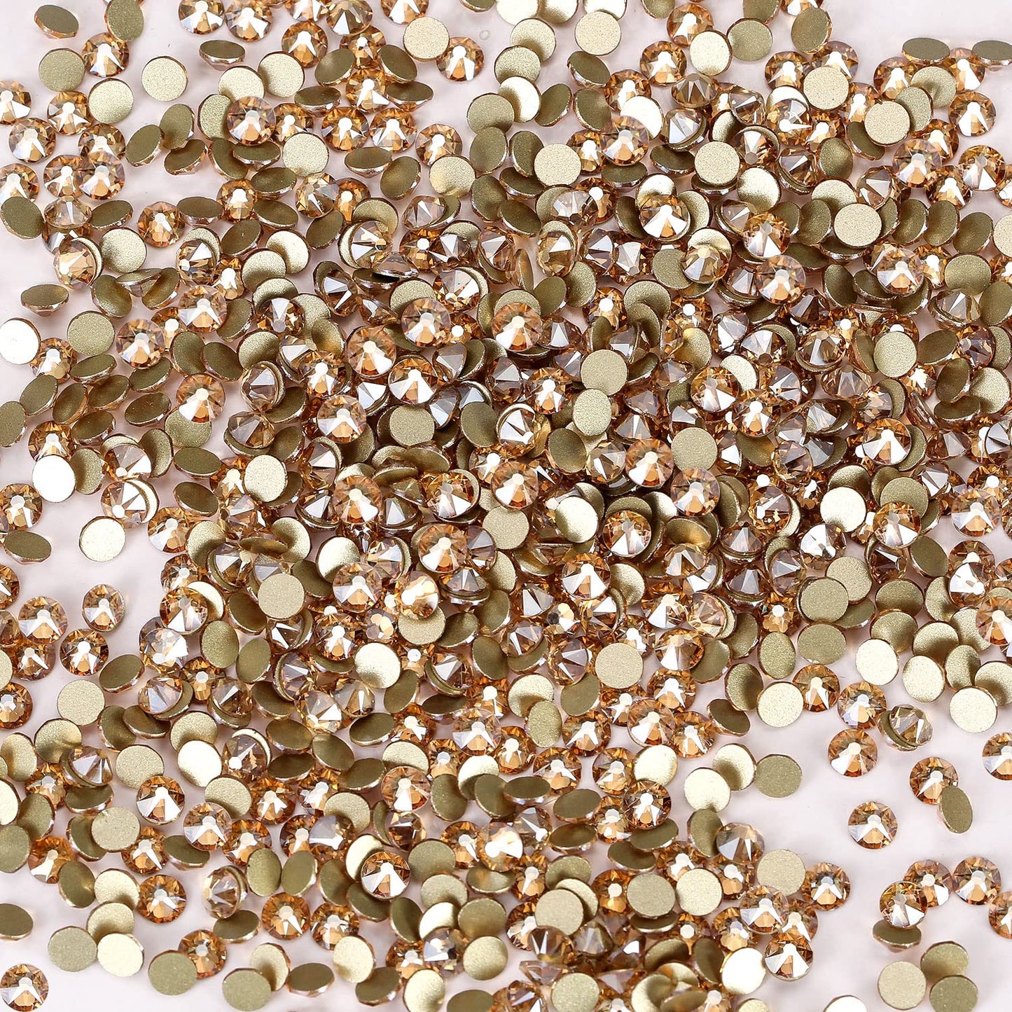 Novani Golden Shadow Rhinestones 1440pcs Flat Back Round Rhinestone Style 2088 Sparkly Crystal Gemstones for Nail Art and Crafting SS10,2.7-2.9mm