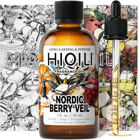 HIQILI Nordic Berry Veil Fragrance Oil for Home Diffuser, Candle & Soap Making Supplies, Luxury Hotel Scent, Essential Oil - 1 Fl Oz