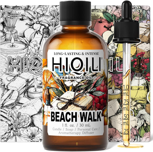 HIQILI Beach Walk Fragrance Oil for Diffuser & Humidifier, Candle & Soap Making, Luxury Hotel Scents, Perfect as a Gift - 1 Fl Oz